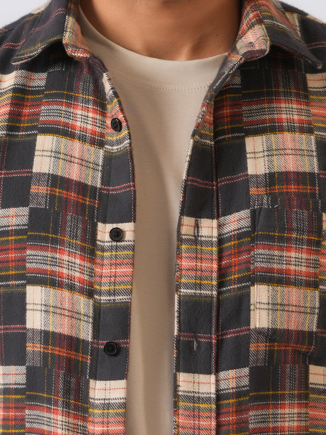 Red Checked Slim Fit Flannel Cotton Shirt