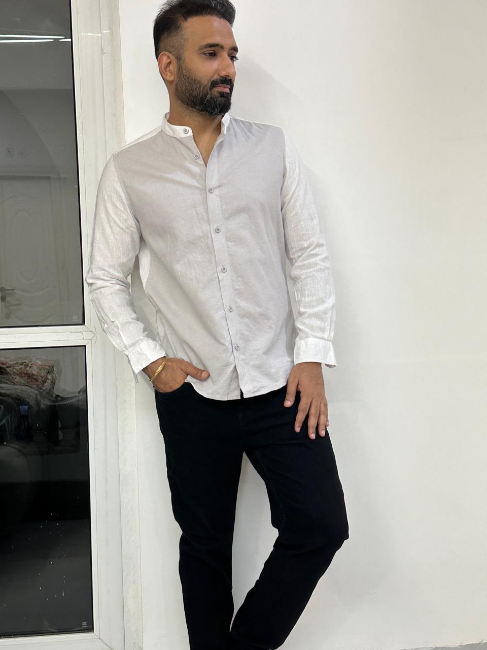 Grey and White Linen shirt review - P E R C H