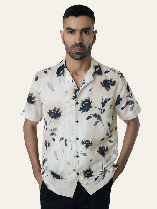 Cream Printed Rayon Shir