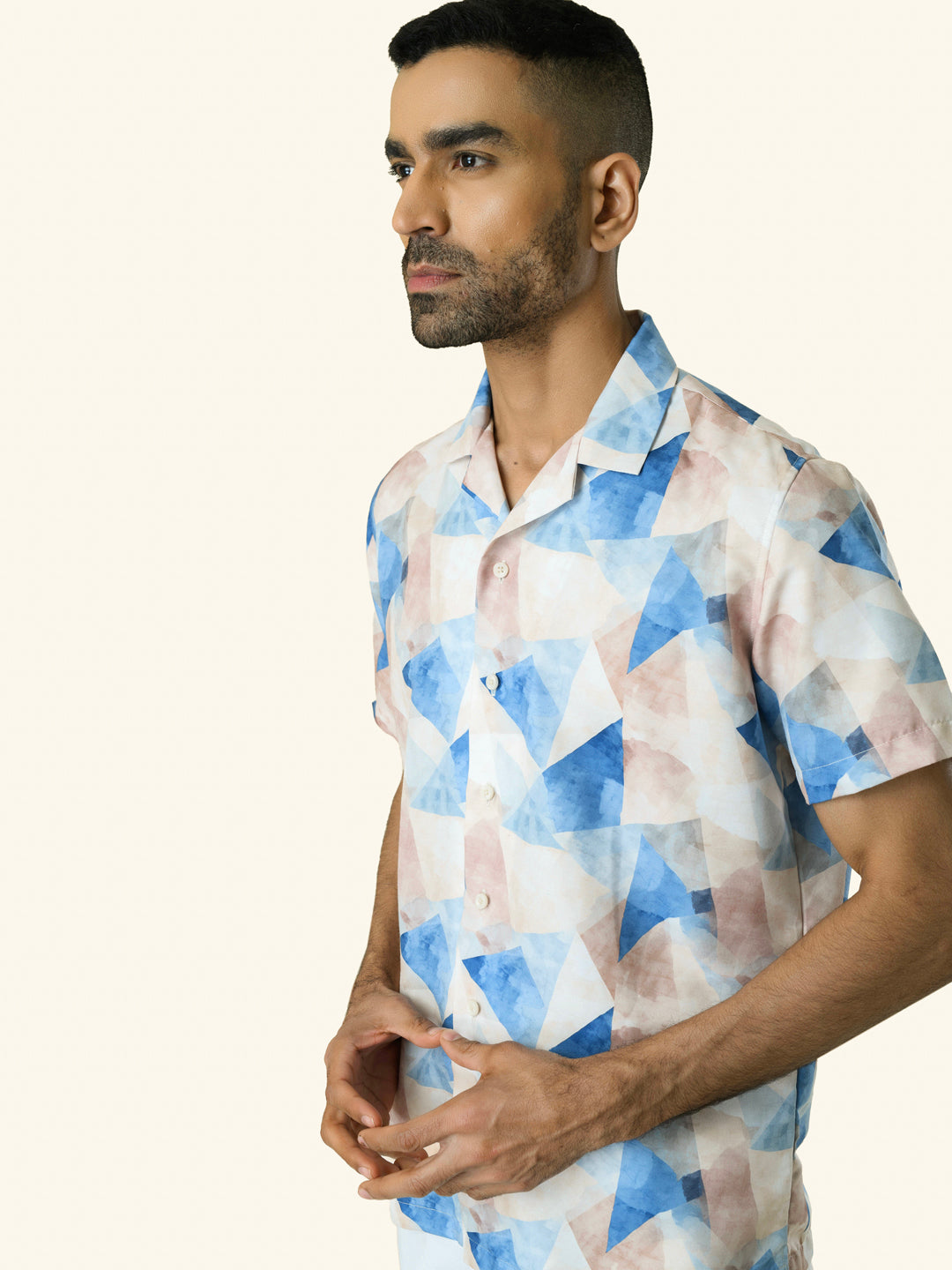 Blue Printed Rayon Shirt