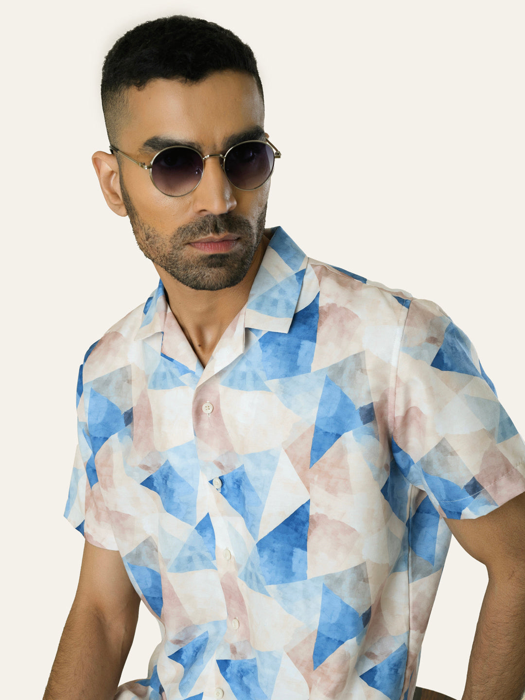 Blue Printed Rayon Shirt
