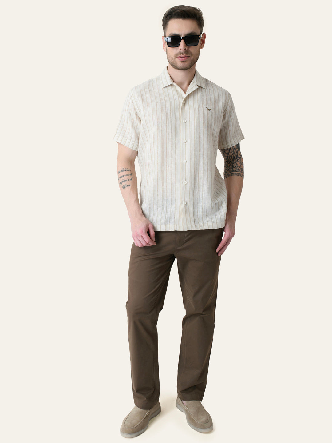 Mustard Striped  Linen Cotton Shirt