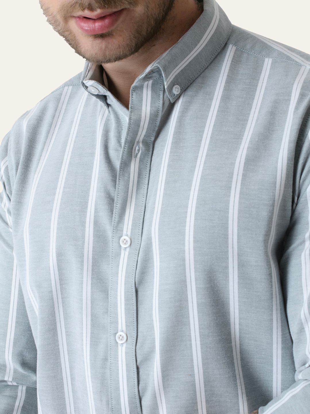 Mint Green Cotton Stripes Shirt