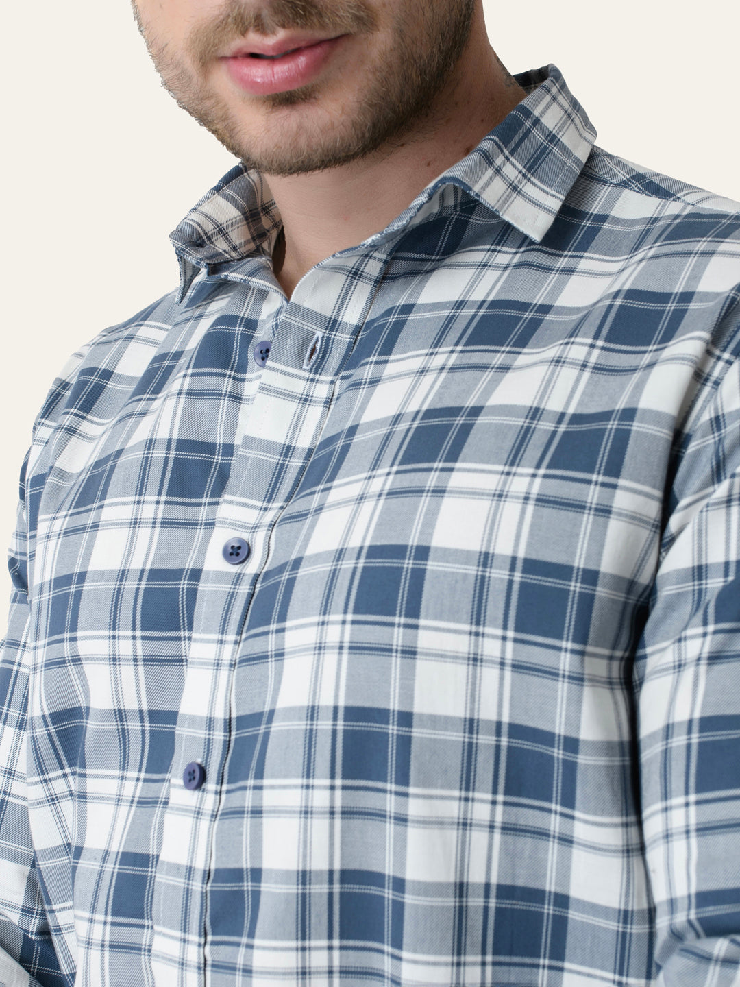 Cameo Blue Cotton Checked shirt
