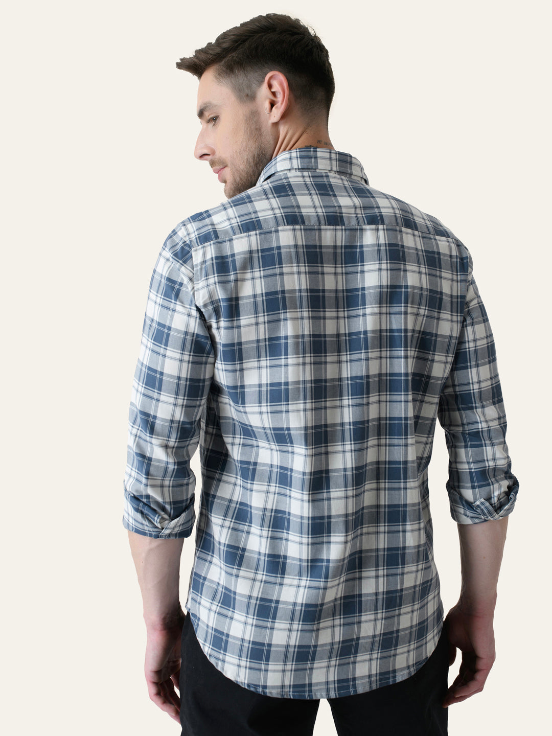 Cameo Blue Cotton Checked shirt