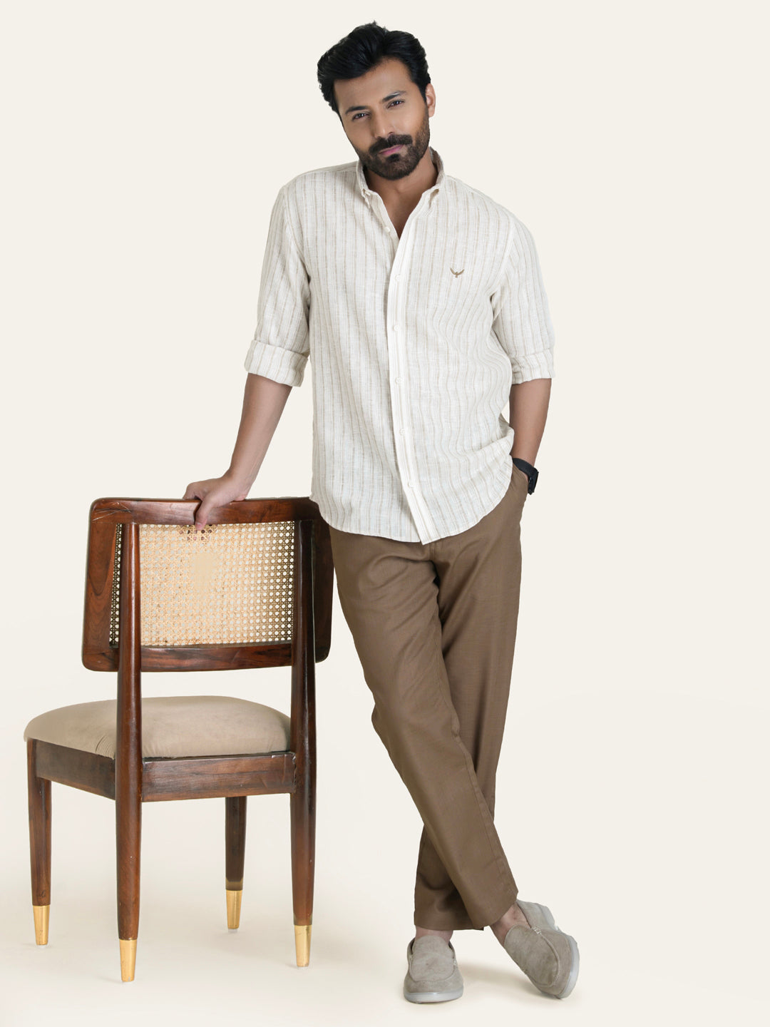 Mustard Striped Linen Cotton Shirt